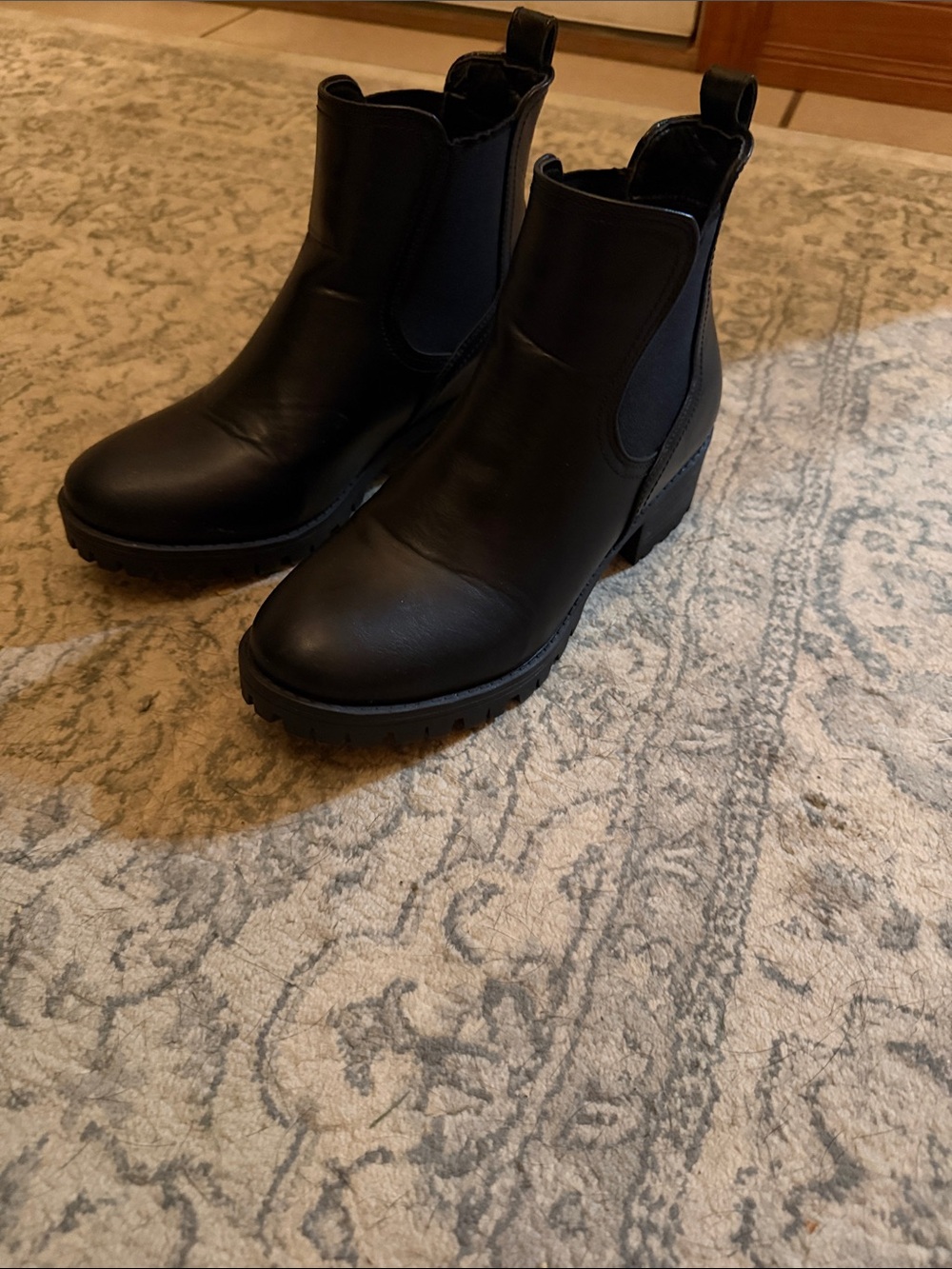 Sugar Black Chelsea Lug Sole Ankle Boots